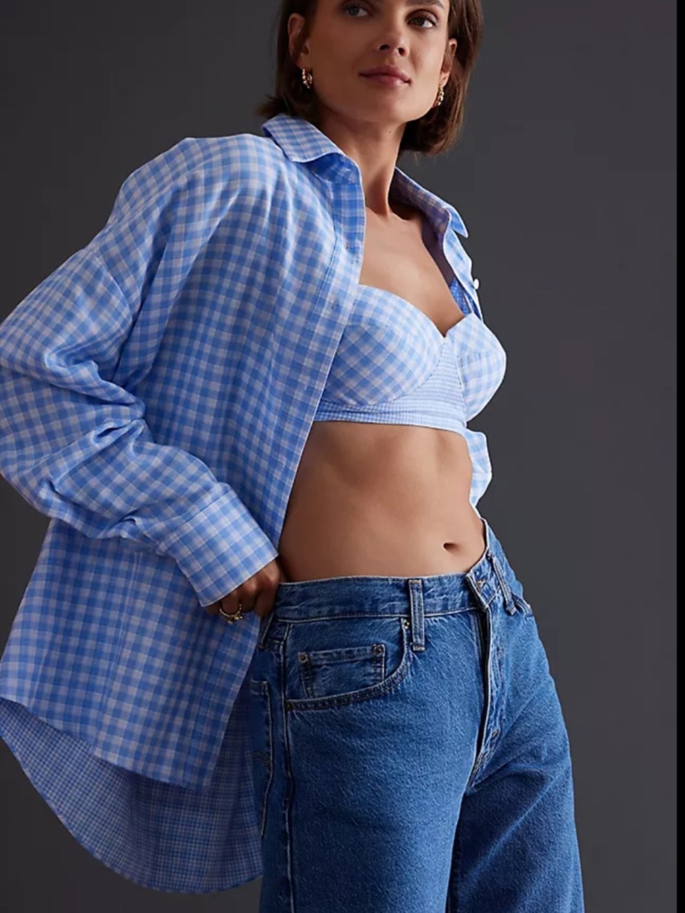 Favorite Daughter Blue Gingham Ex-Boyfriend Shirt